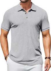 Men’s Slim Fit Textured Polo Shirt Short Sleeve Casual Golf T-Shirt Summer Wear