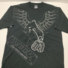 Vintage Avirex T-Shirt Y2k Eagle Dog Tag Black Oversized Tee Mens Size 3XL