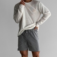 Men’s Knitted Long Sleeve T Shirt Solid Color for Daily Vacation Style