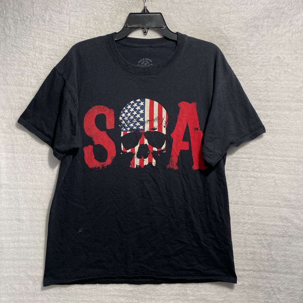 Sons of Anarchy Shirt Mens Large Black Crew Neck Short Sleeve Graphic Pullover