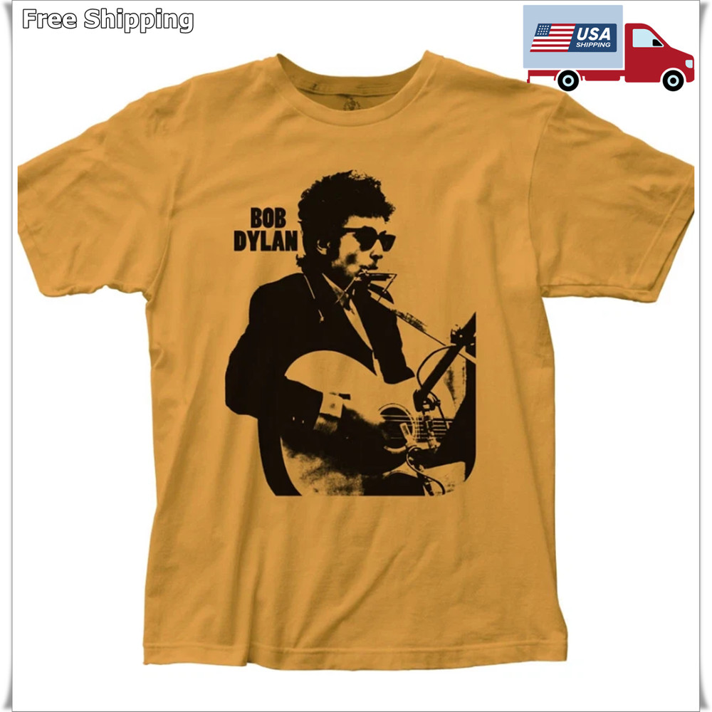 Bob Dylan Silhouette Men’s T-Shirt | Classic Rock & Roll Music Band Tee – Gold