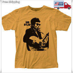 Bob Dylan Silhouette Men’s T-Shirt | Classic Rock & Roll Music Band Tee – Gold