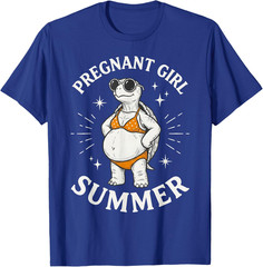 Funny Pregnant Girl Summer Cute Turtle Pregnancy Beach Vibes T-Shirt