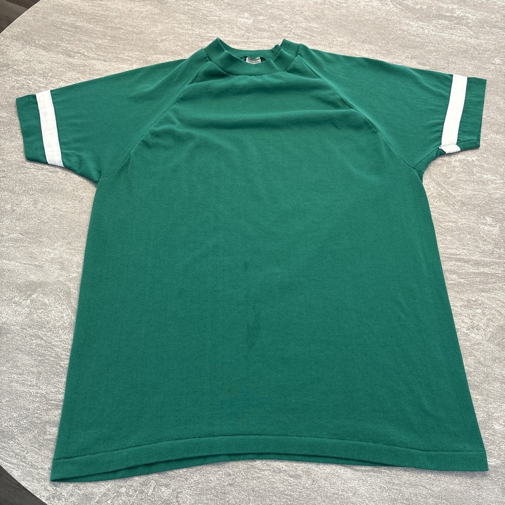 Vintage 70s 80s Champion Blank Single Stitch Varsity T Shirt XL USA Green True