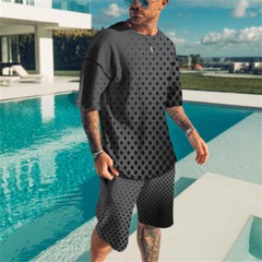 Summer Men’s Outfit 2-Piece Set Short Sleeve T-Shirts and Shorts Sweatsuit Set