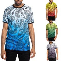 Victorious Men’s Bandana Shirt Paisley Gradient Ombre T-Shirts Tee S~5XL TS7340