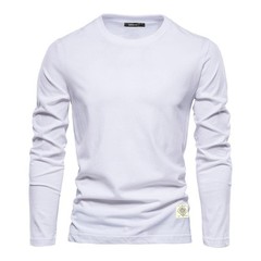 100% Cotton Long Sleeve T Shirt for Men Solid Spring Casual Mens T-shirts High