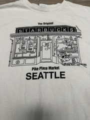 The Original Starbucks Pike Place Market Seattle WA. Shirt Mens Sz M White Tee