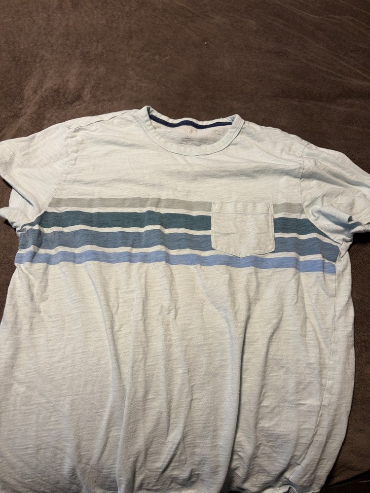 Gap Mens Vintage Pocket Short Sleeve Tshirt Everyday Light Green Striped Size L