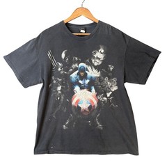 Marvel Avengers X-Men Mad Engine Graphic T-Shirt Mens XL Black Captain America