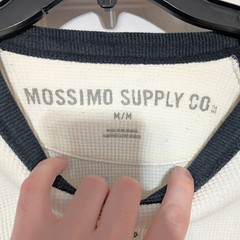 Mossimo Supply Co Mens M Medium Long Sleeve Shirt White Black 100% Cotton