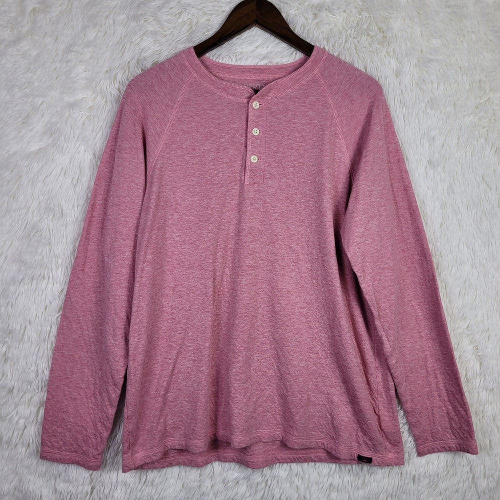 Faherty Mens Cloud Cotton Henley Long Sleeve Pink Shirt XL Quiet Luxury