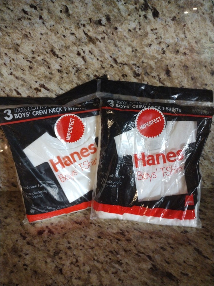 Vintage Hanes T Shirts (2) 3 Pack Boy’s Crewneck 1993 SZ S (6-8) USA 100%Cotton