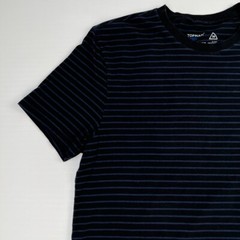 Topman Shirt Men Medium Slim Fit Navy Stripe Navy Classic Work Party Core Go