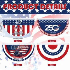 4th of July Bunting Flags 250th Anniversary 1776-2026 4 Pc 1.5×3 ft USA (73