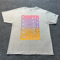 Champion Mens T-Shirt Large Gray Short Sleeve Logo Athletic Casual