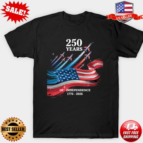 250 Years 1776-2026 USA Flag Fighter Jets 250th Birthday T-Shirt S-3XL