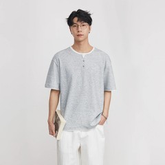 Fashion Fake Two-piece Retro Henry Collar Knitted Short-sleeved 2026 Summer T-sh