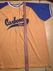 Vintage Carbone’s Pizza MN L Blue Yellow Softball Baseball Team Jersey #5 2Tone