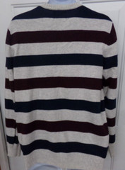 OLD NAVY Men’s Sz L Gray- Blue-Maroon Striped Long Sleeve Wool Blend Sweater