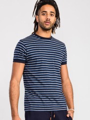 D555 Duke Big Mens Jacquard Stripe T-Shirt Navy 2XL 3XL 4XL 5XL 6XL (601301)