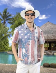 Mens American Shirt Short Sleeve Button Down