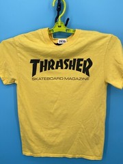 Thrasher Magazine Shirt Mens Small Yellow Skater Short Sleeve Logo Cali Official