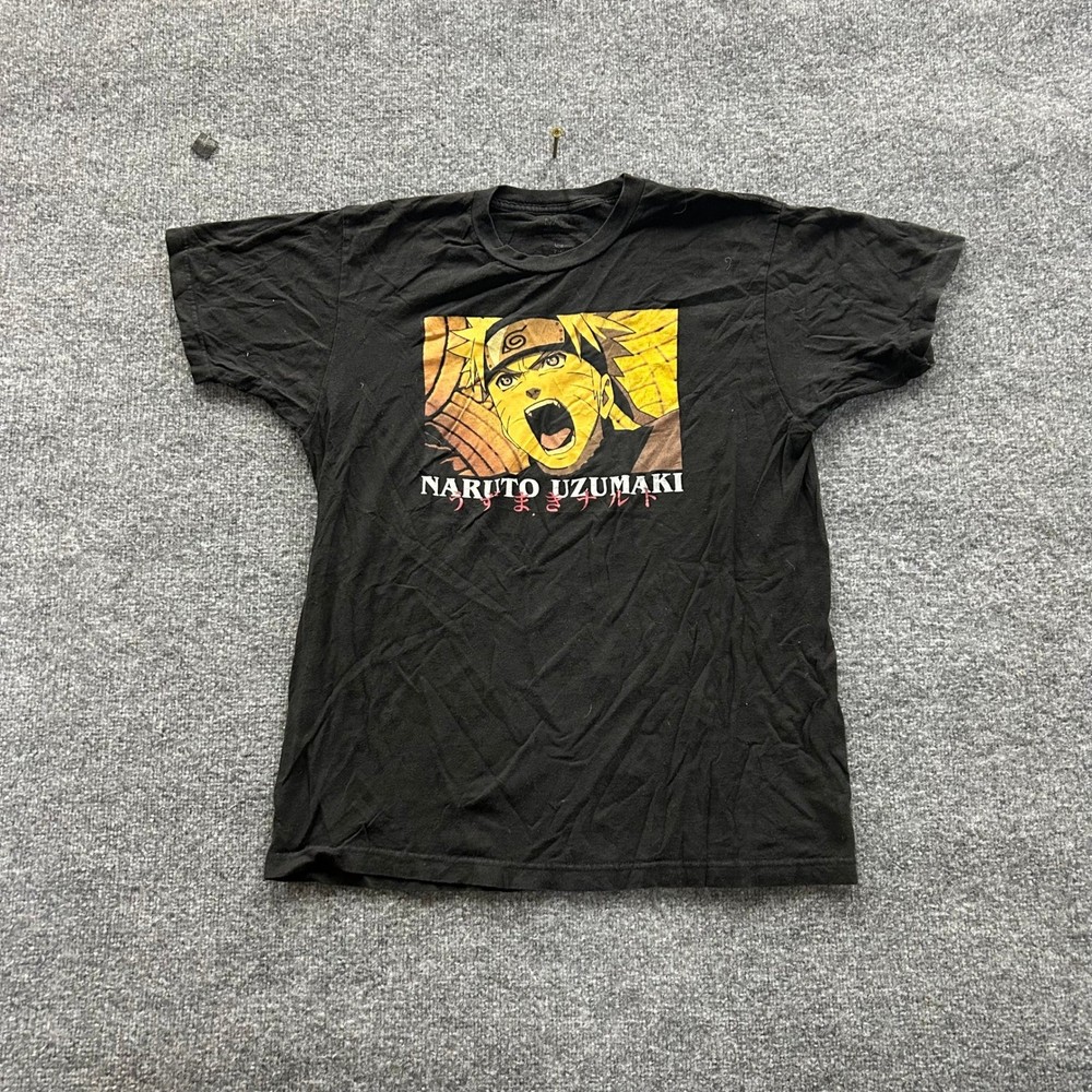 Naruto T-shirt Mens Size L Black Shippuden Uzumaki Graphic Anime Short Sleeve
