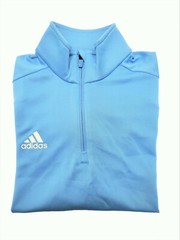 adidas Game Built Short Sleeve Quarter-Zip Mens Multi-Sport Light Blue/White XL