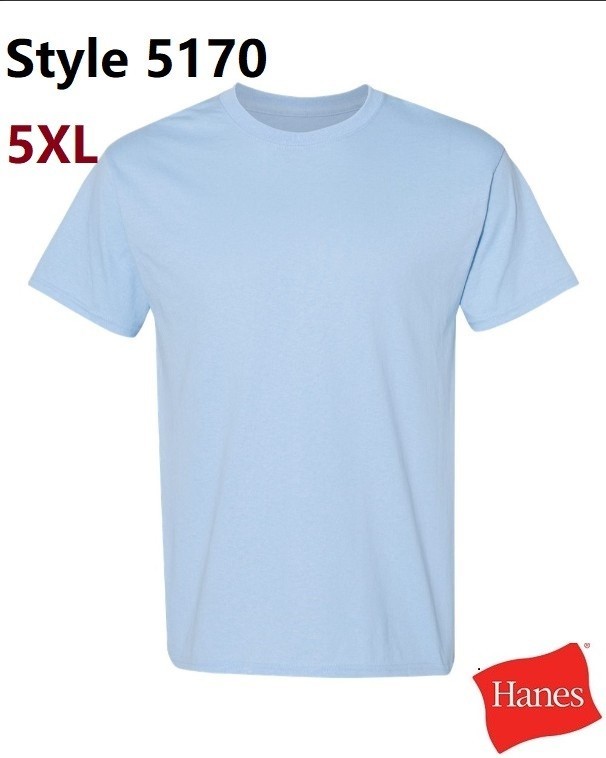 Hanes 5170 5XL EcoSmart Crewneck Short Sleeve Tee Pit to Pit 31″ Light Blue