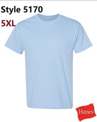 Hanes 5170 5XL EcoSmart Crewneck Short Sleeve Tee Pit to Pit 31″ Light Blue