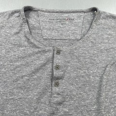 John Varvatos Shirt Mens XL Henley Tee T Short Sleeve Marled Poly Cotton Gray