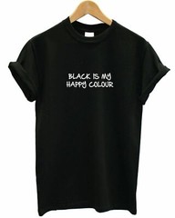 Black is my happy colour t-shirt top t shirt goth emo punk clothing slogan L90