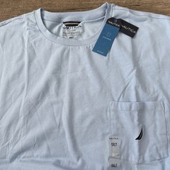 Nautica Pocket T-Shirt Mens Sz 5XLT Big Tall Noon Blue Short Sleeve Stretch NEW