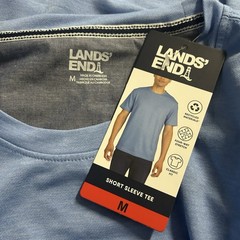 Lands’ End Men’s Short Sleeve Tee, Color Blue, Size Medium, Classic Fit, Stretch