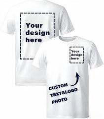 Custom T-Shirts: Print Your Photo/Logo Front & Back, Unisex Personalized Tee