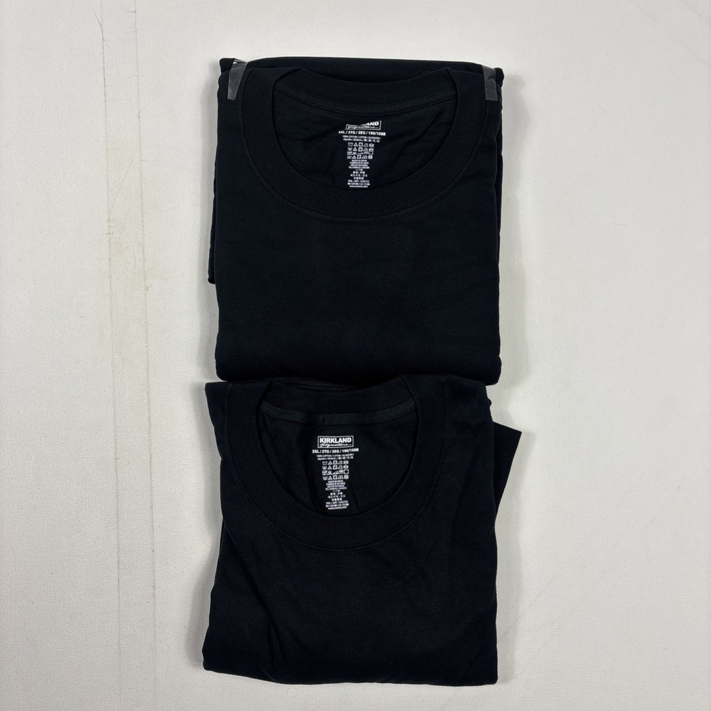 Kirkland Mens 5 pack White 100% Cotton Crew Neck T-shirt, Black 3XL