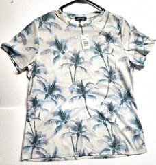 Lands’ End T-Shirt Men Medium Gray Short Sleeve Round Neck Coconut Print NWT