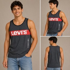 Levi’s Tank Top Mens L Gray New Graphic Logo Sleeveless Cotton Blend Shirt