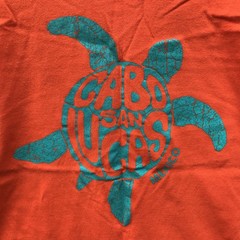 VTG Cabo San Lucas Mexico Sea Turtle Tourist T-Shirt Medium Bright Orange