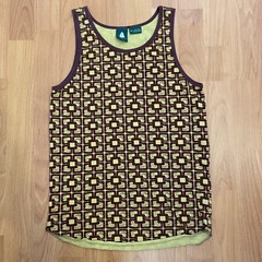Geometric Squares Brown & Green Tank Top Men’s Small