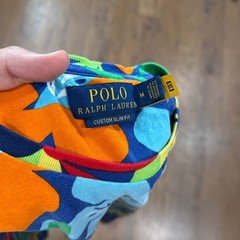 Polo Ralph Lauren Shirt Mens M Blue Floral Hawaiian Print Custom Slim Fit Cotton
