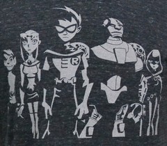 Teen Titans T-shirt DC Comics Superhero Noir Style Graphic Tee Dark Gray NWT
