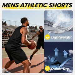 BALENNZ Athletic Shorts for Men with Pockets Small, 2 Pack Black, Dark Grey