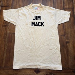 Vintage 60s Jim Mack Shirt Mens M Beige Edison Council Political T-Shirt Flocked