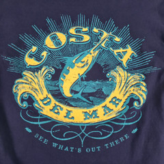 Costa Del Mar Men’s T-Shirt Logo Print Tee Long Sleeve Crew Navy Blue Medium