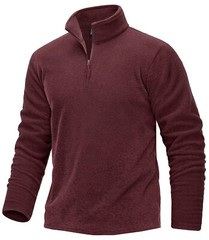 Mens Quarter Zip Sweatshirt Long Sleeve Pullover 1/4 Zip Winter Fleece Lined Top