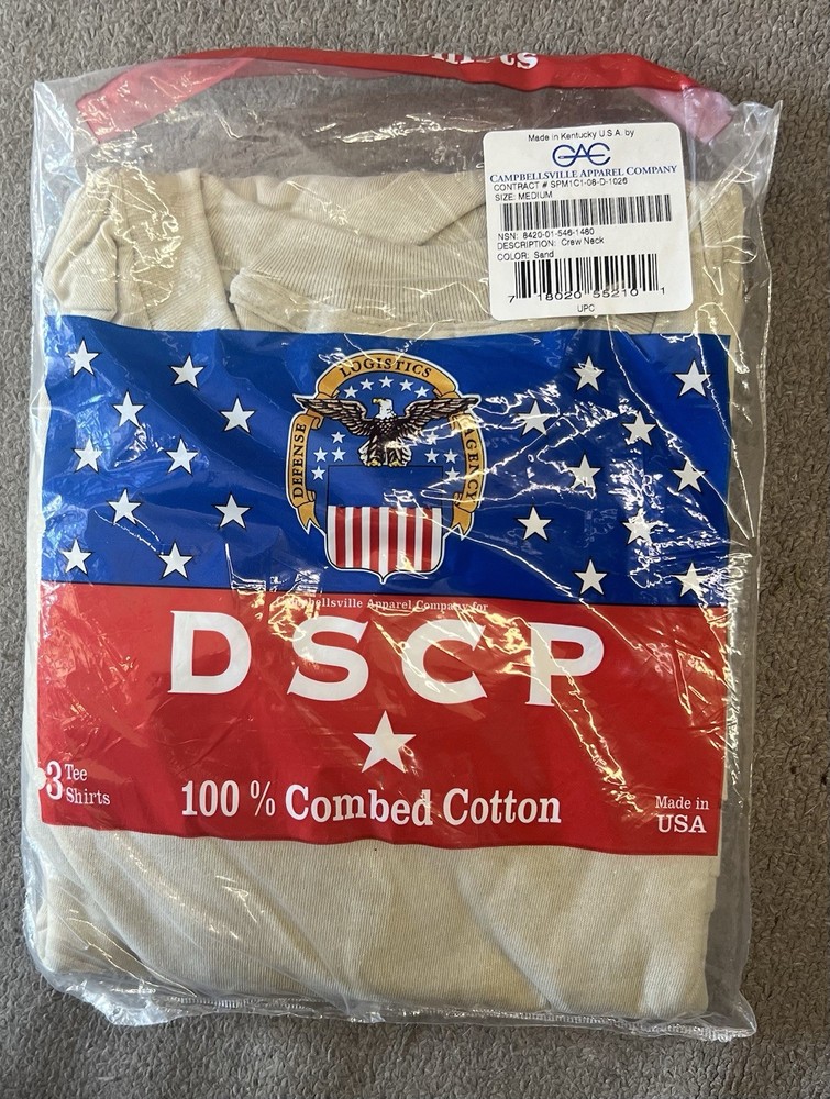 US Army Military Sand T-Shirts 100% Combed Cotton DSCP Desert Medium 3 Pack NEW
