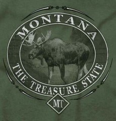 Montana Treasure Mountain Moose Wildlife MT Adult Short Sleeve Crewneck Tee