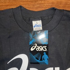 Vintage 90’s ASICS Logo Print Black T-Shirt Men’s Large Deadstock W Tag